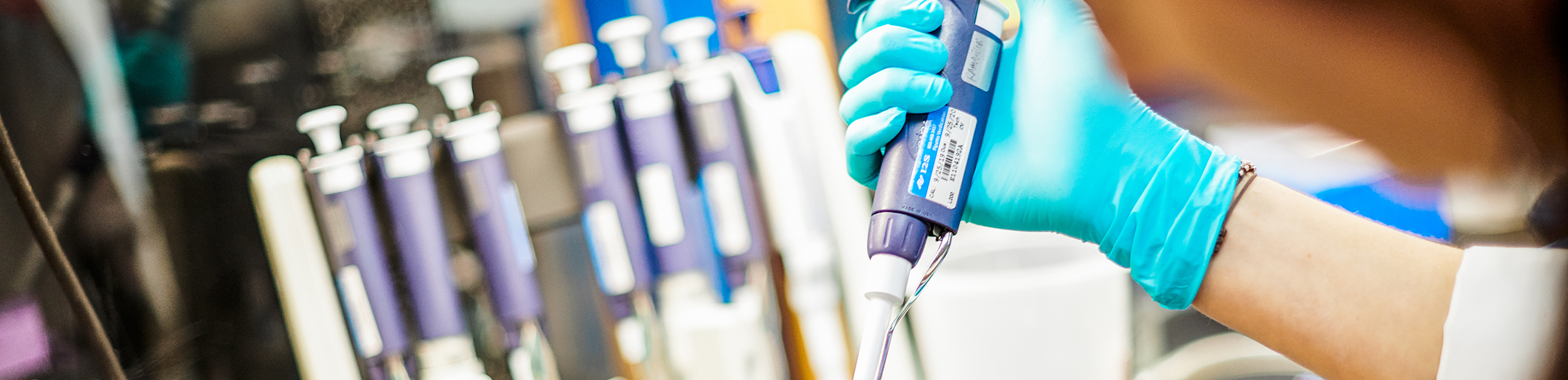 Researcher's hand in a lab using the tools